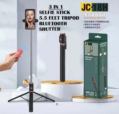 3 IN1 Monopod JC-18H Live Stream Phone Stand with Mirror LED Selfie Stick